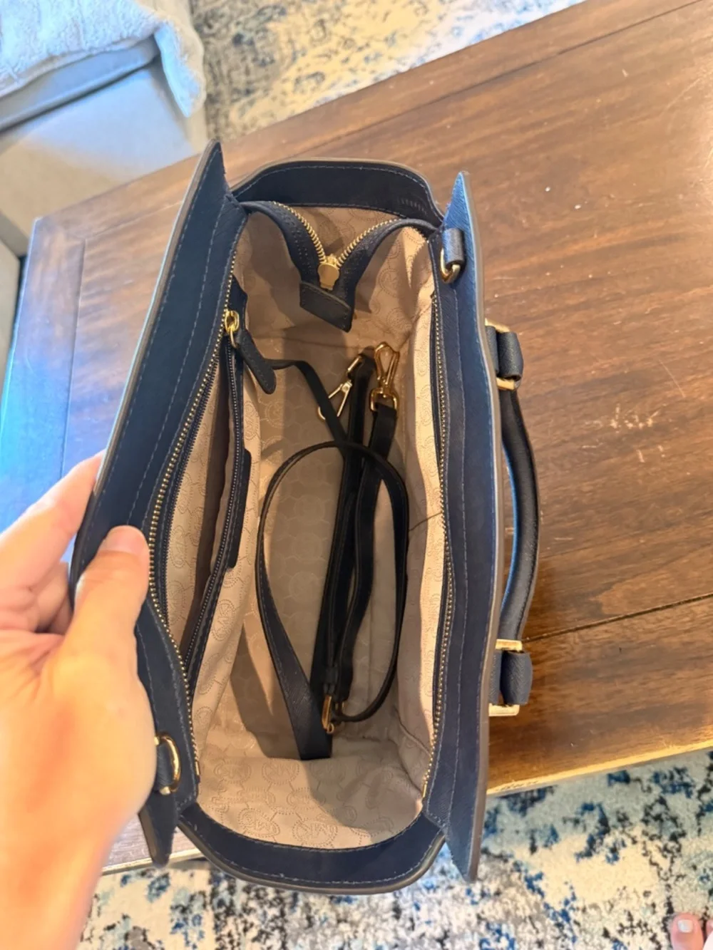 Michael Kors Selma Medium Satchel - Navy Blue